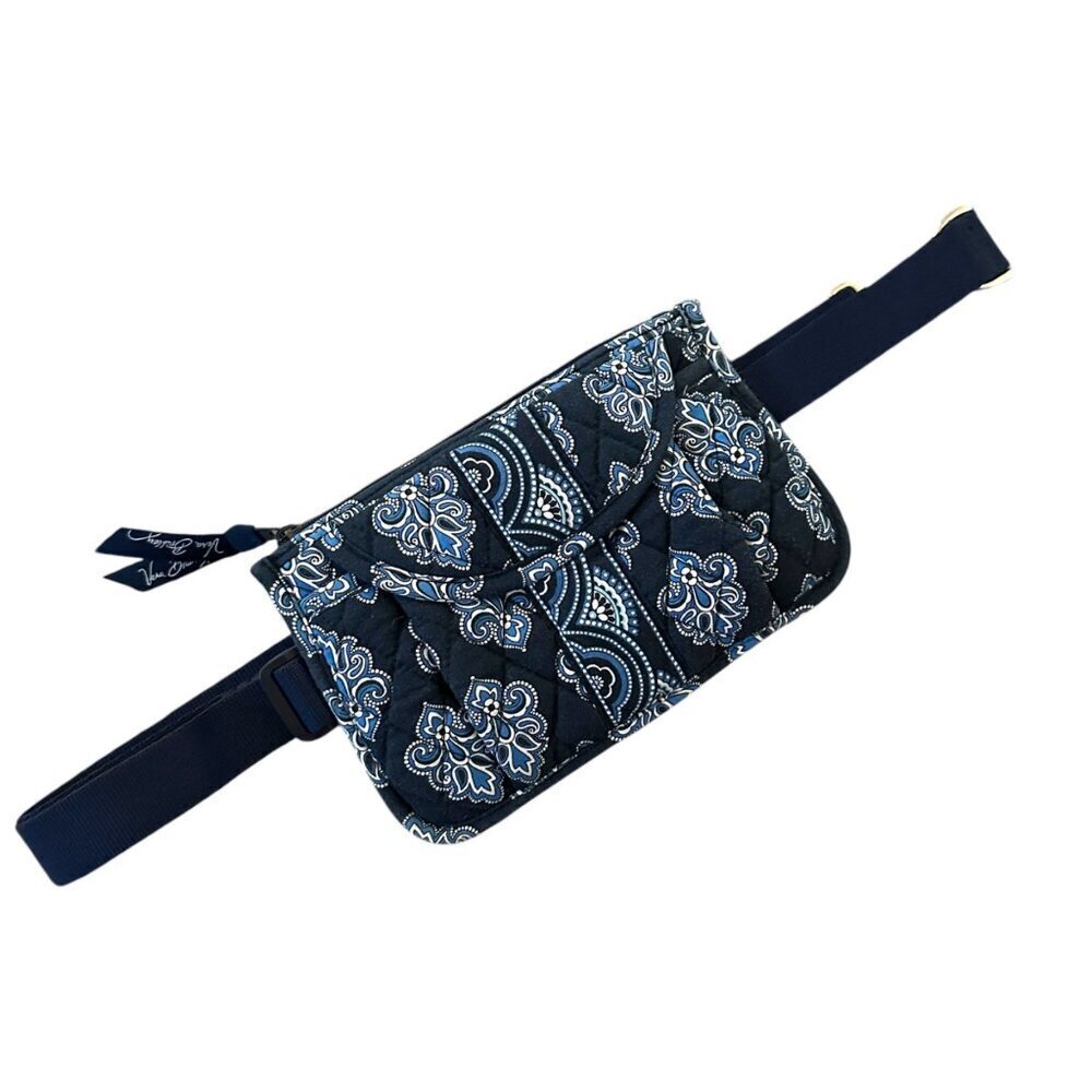 Vera Bradley Paisley Floral Fanny Pack Quilted Belt Bag Blue Womens Size OS